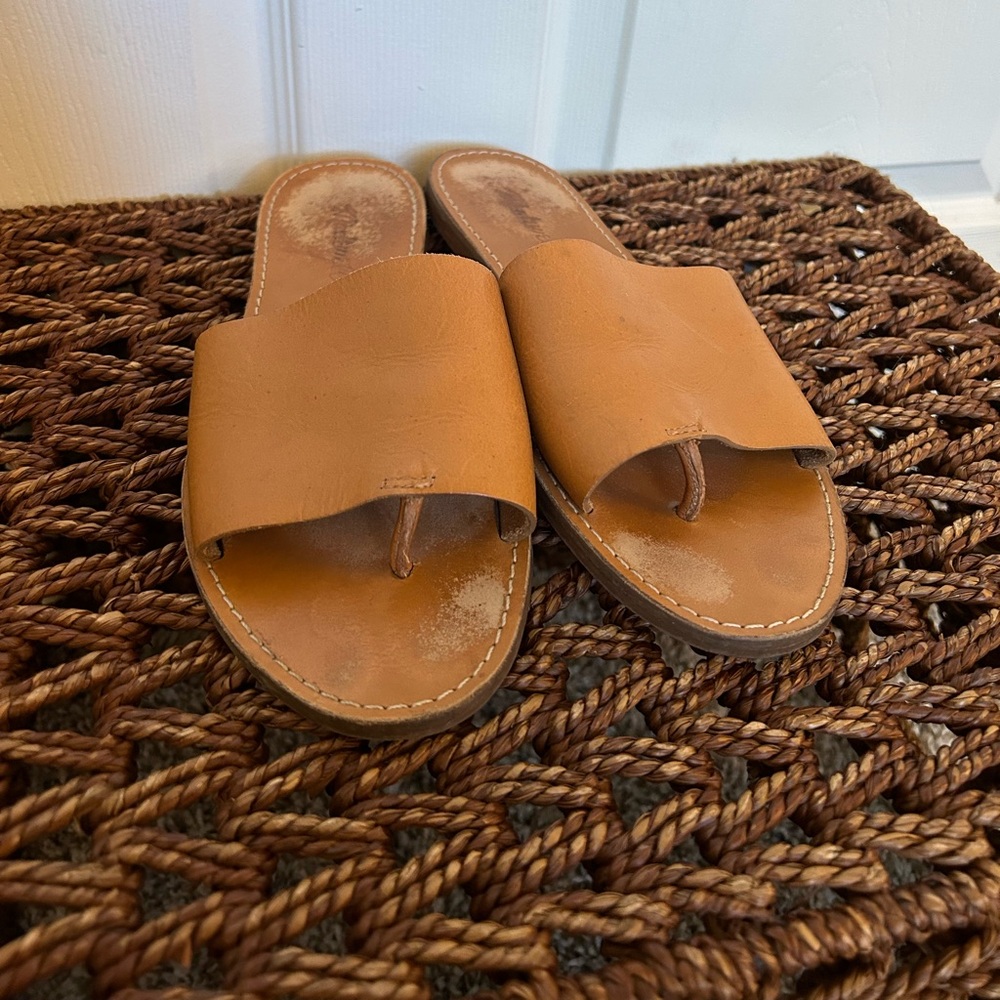 Madewell brown leather slide sandals
